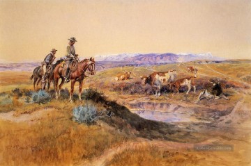 Over Cowboy Charles Marion Russell Indianer Arbeitete Ölgemälde